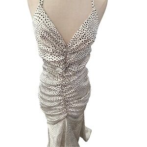 Jessica McClintock Black and White Polka Dot Long Dress, Size 10